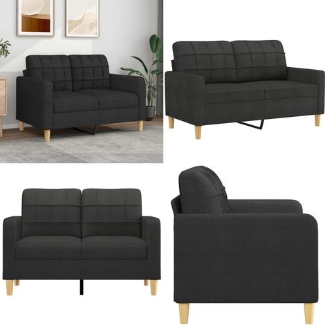 Canapé à 2 places Noir 120 cm Tissu - Canapé Deux Places - Canapé Noir - Canapé Tissu - Canapé Design - Canapé Moderne - Home & Living (1/5)