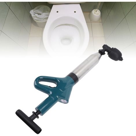 Tire-pompe haute pression pour déboucher toilette et évier, avec embouts interchangeables et indicateur, en ABS et inox, vert (1/5)