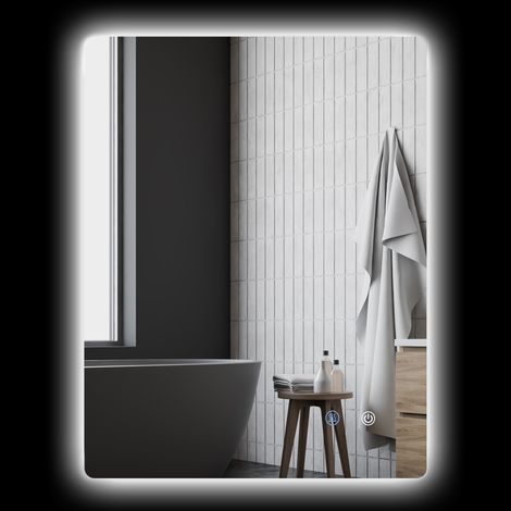 Miroir mural LED salle de bain 80x60 cm luminosité réglable blanc