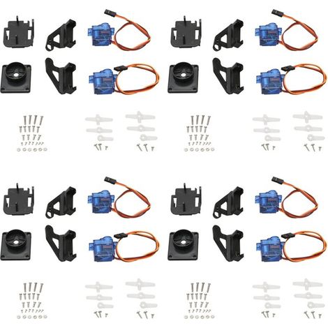 Este kit de plataforma de cámara con estabilizador antivibración de 4 piezas incluye un estabilizador PTZ servo de doble eje y dos servomotores de 9G, adecuados para el montaje de drones FPV.