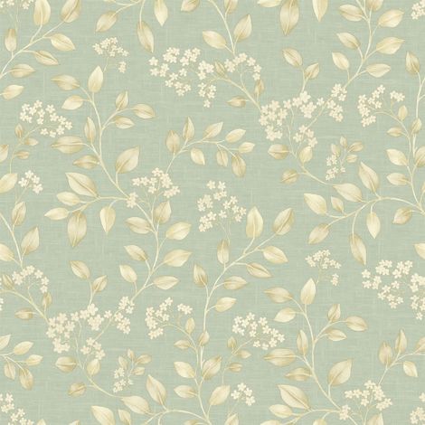 Grandeco Blossom Trail Sage Green Wallpaper Textured Floral Paste The Wall Vinyl (1/4)