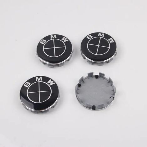 (Enjoliveur 68 mm) - Logo BMW Baoma pour voitures Série 1, Série 3, Série 5, Série 7, X3 et X5 (emblème noir et blanc modifié, avant et arrière). (1/4)