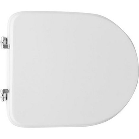 Abattant WC pour WC Dolomite Petra 41 x 35,9 cm abattant WC blanc avec charnie'res a' expansion en fonte de bois (1/4)