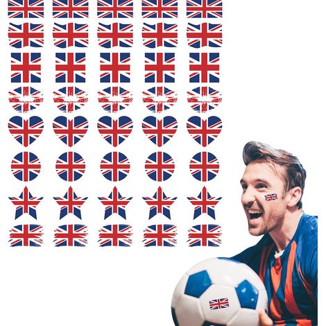 Un ensemble de 40 autocollants imperméables pour le visage, déclinés en 8 motifs et designs différents, parfaits pour les fans de la Coupe du monde et du Championnat d'Europe de football. (1/5)
