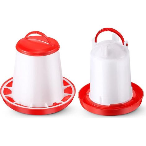 Kit de Mangeoire et Abreuvoir pour Poussins Mangeoire pour Volaille Fontaine de Volaille en Plastique Abreuvoir de Volaille, Set d’Abreuvoir de 1 L et Mangeoire de 1 Kg (1/5)