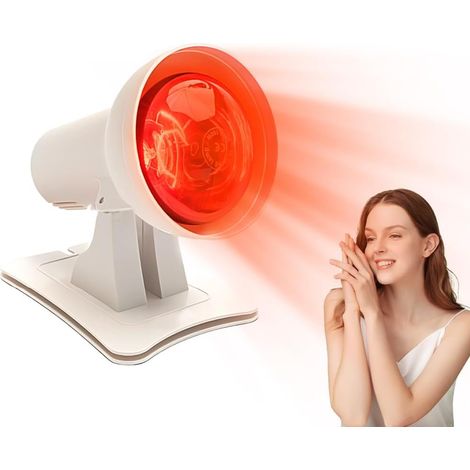 Lampe Infrarouge Chauffante, 150W Lampe Infrarouge avec 4 Niveaux de Chaleur et 3 Options de Minuterie, Lumière Rouge Thérapie, Angle Réglable pour la Luminothérapie (1/5)