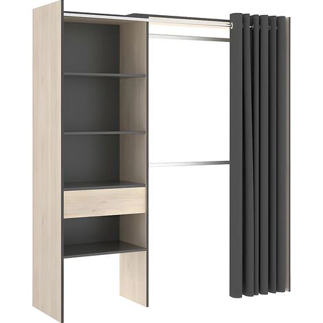 Dressing extensible LAURENT - L.110/160 cm - Coloris : Chêne et Anthracite (1/9)