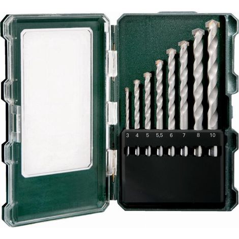 Metabo – Coffret de 8 forets béton pour perceuse – Longueur 150mm – Type d'emmanchement SDS Plus – Pour béton armé – 626706000 (1/6)