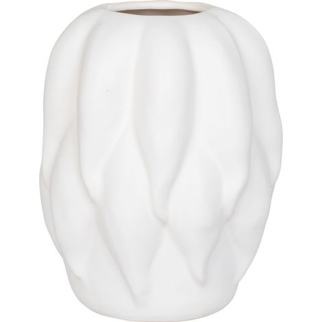 Vaso in Ceramica Beige con Superficie a Rilievo — 19,5×26 cm