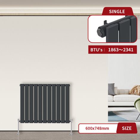Warmehaus Flat Radiator Anthracite Horizontal 600 x 748mm Single