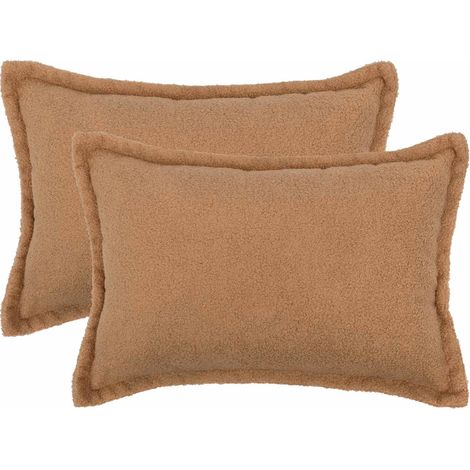 Federa 2 pcs HOUTEN Beige 50 x 80 cm Bouclé vidaXL
