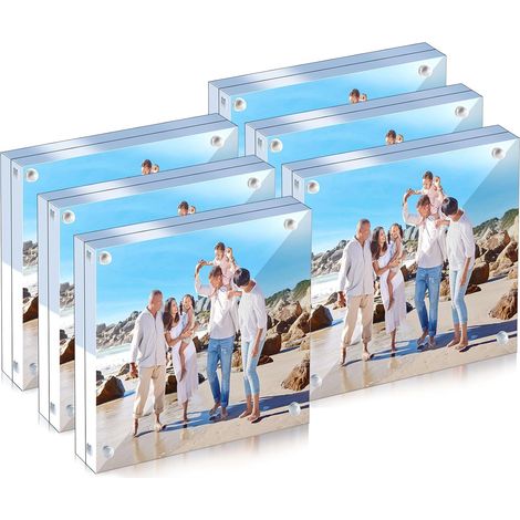 6er-Pack Acryl-Bilderrahmen, 10 x 15 cm, magnetischer Bilderrahmen, transparenter rahmenloser Bilderrahmen, magnetischer Fotorahmen, doppelseitig, für Hochzeit, Zuhause, Büro, Schreibtisch (1/5)