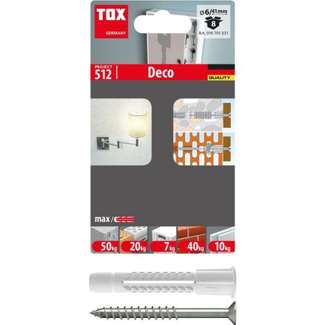 TOX 016701031 - Blister da 8 tasselli universali 4AS-K DECO 6 x 41 mm + vite