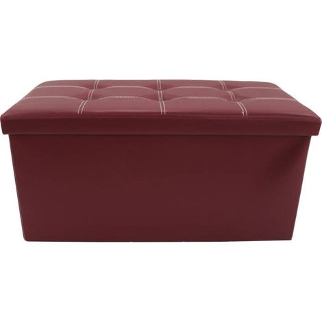 Rebecca Mobili Banc de Stockage Pouf Similicuir Avec Couvercle 38x76x38 (1/4)
