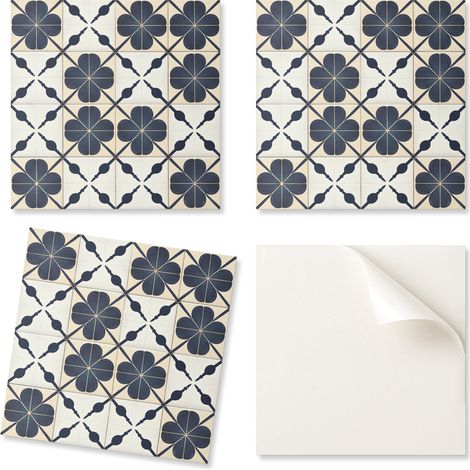 Azulejos de vinilo autoadhesivos para cocina con estampado floral sobre fondo de 20x20x20 cm.
