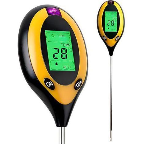 Testeur du Sol pH Température Lumière 4-en-1, Phmètre pour Sol Light Meter Jardin Pelouse Ferme Intérieur Extérieur, Capteur (1/5)