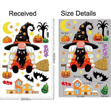 Autocollants pour fenêtre d'Halloween - Vieil homme sans visage - Citrouille - Décorations d'Halloween pour la maison 2024 - Fournitures de fête d'Halloween - Style 4