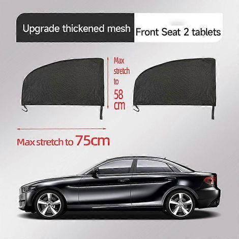 4/2 pièces Moustiquaires universelles pour vitres de voiture et portes latérales, protection UV et soleil, film moustiquaire, accessoires, 2 pièces avant (1/5)