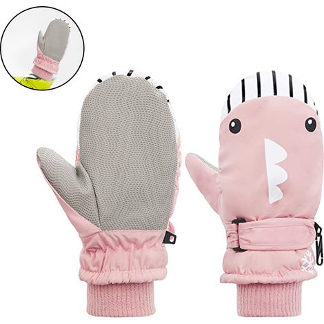1 paire de gants d'hiver pour enfants, moufles pour tout-petits, imperméables et chaudes en polaire, idéales pour le ski. (1/5)