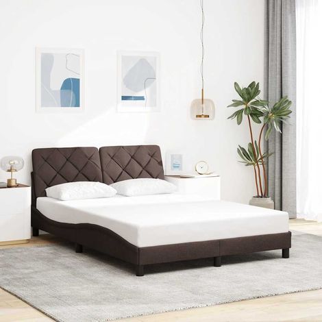 Bettgestell ohne Matratze Dunkelbraun 140x200 cm Stoff (1/5)