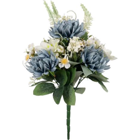 Bouquet de fleurs bleues et blanches en tissu (1/5)