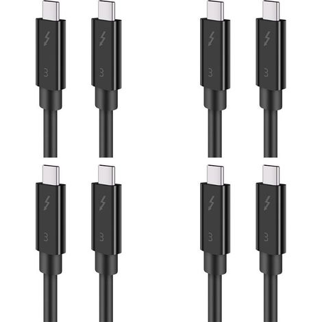 4X Cable Typec pour Cable de DonnéEs 3 40Gbps Pleine Vitesse 100W Charge Rapide Transmission 5K 50Cm