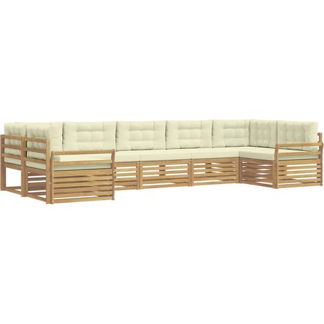 Outdoor Sofa Set 7 pcs White and Cream Solid Acacia Wood vidaXL (1/5)