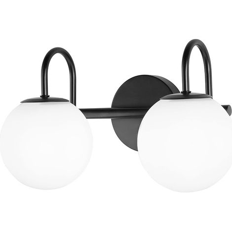 Applique murale de chambre, Applique miroir de salle de bain avec globe en verre – Style industriel vintage, Douille G9 – Lampe murale intérieure pour coiffeuse et salle d‘eau (Ampoule non incluse) (1/5)