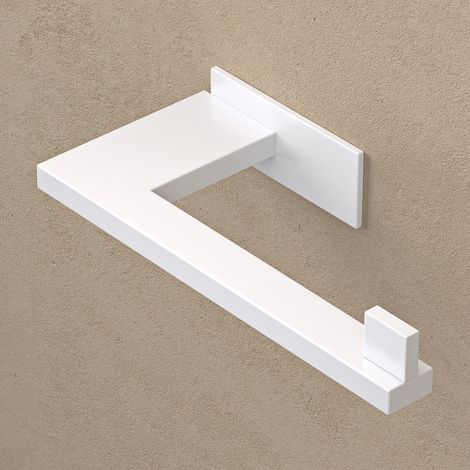 doporro Support de Rouleau en Acier Inoxydable Porte-Papier Toilette Porte-Rouleau Dérouleur Mural pour Rangement WC Blanc Mat 185×83,5×40 MM Lino-03