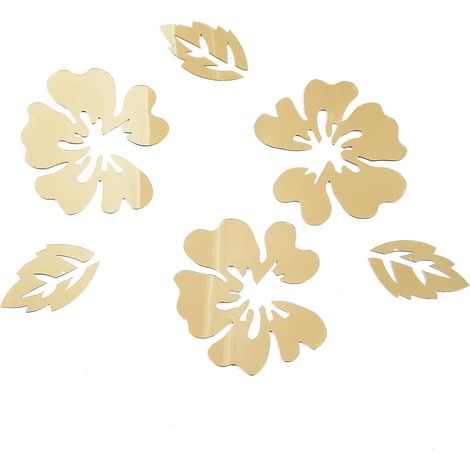 Autocollants 3D Fleurs Mural Decoration Miroir Fleur Feuille Stickers pour Ado Fille Chambre Salon Salle de Bain Mural Deco Dore (1/5)