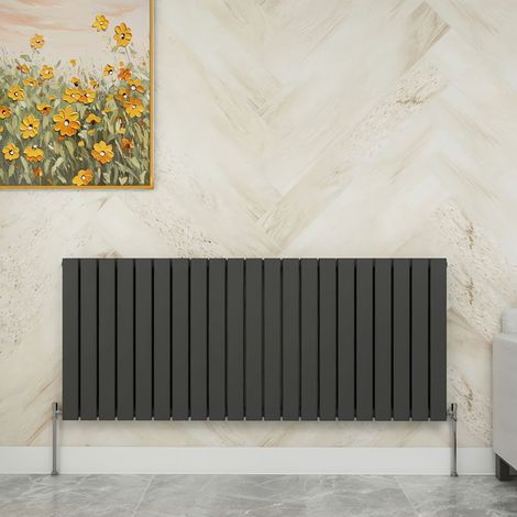 SKY Bathroom 600x1428mm Double Anthracite Horizontal Flat Panel Radiator Designer Central Heating Radiator