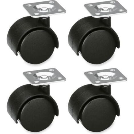 Lot de 4 Roulettes Meubles 39mm Nylon - 25kg/Roue Platine Acier pour Chaises Bureau & Tables Basses (1/5)