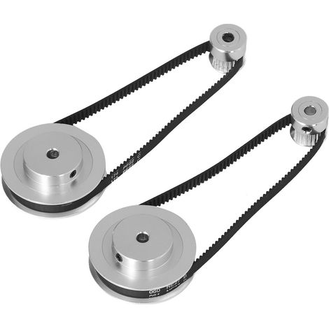 Poulie de distribution 20 dents / 60 dents, roue synchrone en aluminium, courroie de distribution de 6 mm de largeur et de 280 mm de longueur pour imprimante 3D, alésage de 5 mm / 0,2 pouce (1/5)