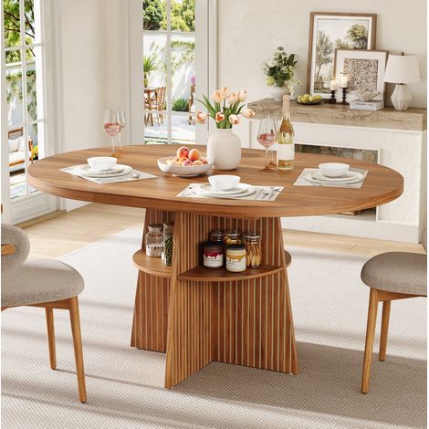 Tavolo rotondo estensibile 110-150 x 110 x 77,5 cm, MDF, noce HAVRYA (1/5)