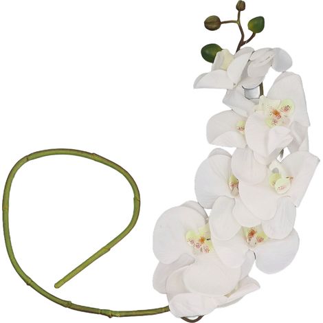 Realistische und multifunktionale künstliche Phalaenopsis-Blume, weiß, 9 Blütenköpfe, künstlicher Phalaenopsis-Zweig für Zuhause und Büro (1/5)