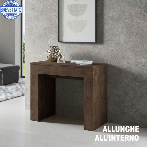 Consolle allungabile 90x49/307 cm Extra noce allunghe interne (1/5)