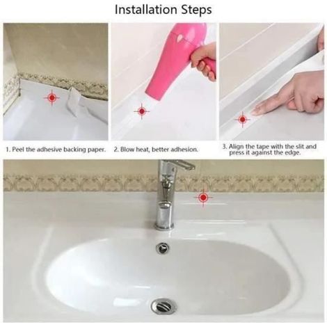 2 pcs Bande D'étanchéité Salle de bains joint silicone blan ruban baignoire PE auto-adhésive cuisine (expedier de la france ) (1/3)