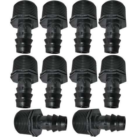 Juego de 10 adaptadores de ranura / accesorios para medidor de goteo con rosca externa - conector para sistema de riego / riego