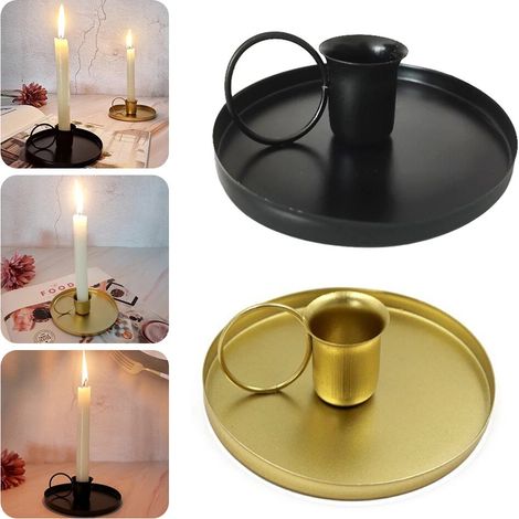 décoration de Noël Bougeoir en métal rétro créatif, bougeoir conique avec poignée, pour table, décoration de fête de mariage et de noël cadeau de Noël (1/5)