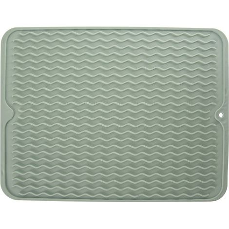 Mint green drying mat for dishes with profiled grooves 8