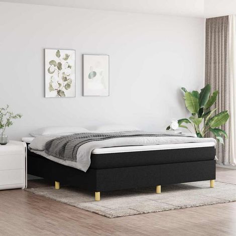 Cama box spring con colchón tela negro 180x200 cm (1/5)