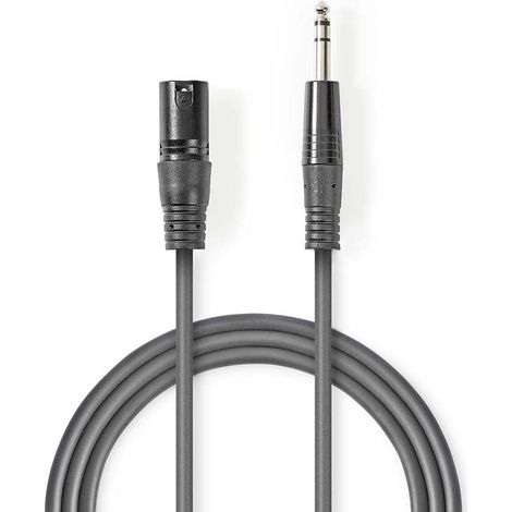 Cable de audio balanceado xlr macho de 3 pines macho de 635 mm niquelado 500 metros redondo pvc gris oscuro funda de carton