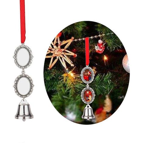 Décoration de sapin de Noël à faire soi-même, par sublimation thermique, plaque ovale vierge, cloches-B- (1/4)