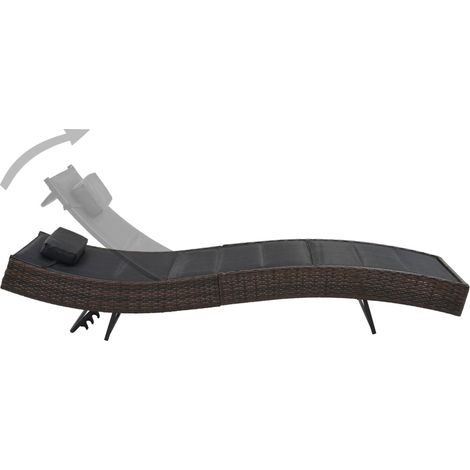 Chaise longue Résine tressée et textilène Marron vidaXL