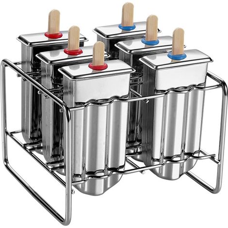 Set di 6 stampi per cubetti di ghiaccio - Stampi per cubetti di ghiaccio riutilizzabili - Cubetti di ghiaccio anti-goccia - Argento - Acciaio inossidabile - Adatti a bambini e adulti - 14,5 x 13,3 x 1 (1/4)
