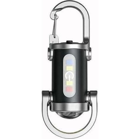 lampe de poche porte-clés LED étanche avec batterie rechargeable intégrée et chargeur externe USB de type C pour randonnée et camping en plein air