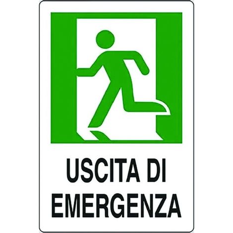 Cartello uscita di emergenza a sinistra - cm.20x30h. - 10 pz