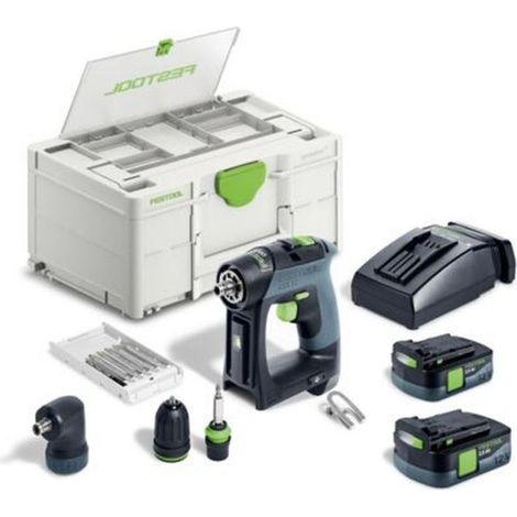 Festool – Perceuse-visseuse sans fil 10,8V – 2 batteries 2,5Ah – Moteur EC-TEC sans charbons – Couple 30Nm pour perçage bois et métal