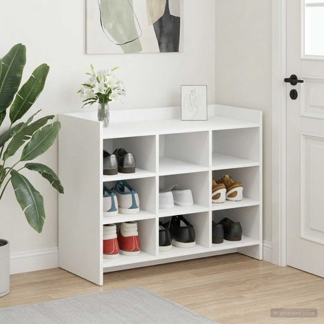 vidaXL Cabinet à chaussures Blanc 85 x 39,5 x 70 cm Bois d'ingénierie (1/5)