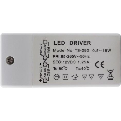 Eingang: 220–240 V, Ausgang: 12 V DC, 1,25 A, 15 W. Gleichstromtransformator/Konverter für LED-Lampen, Konstantspannungsnetzteil. (1/4)